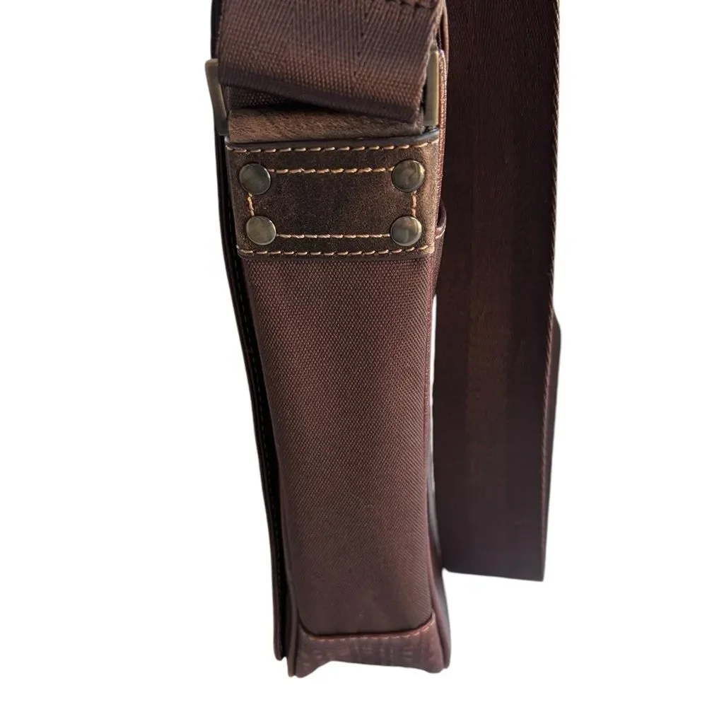 Boconi Brown Leather Laptop Bag w/RFID Pocket